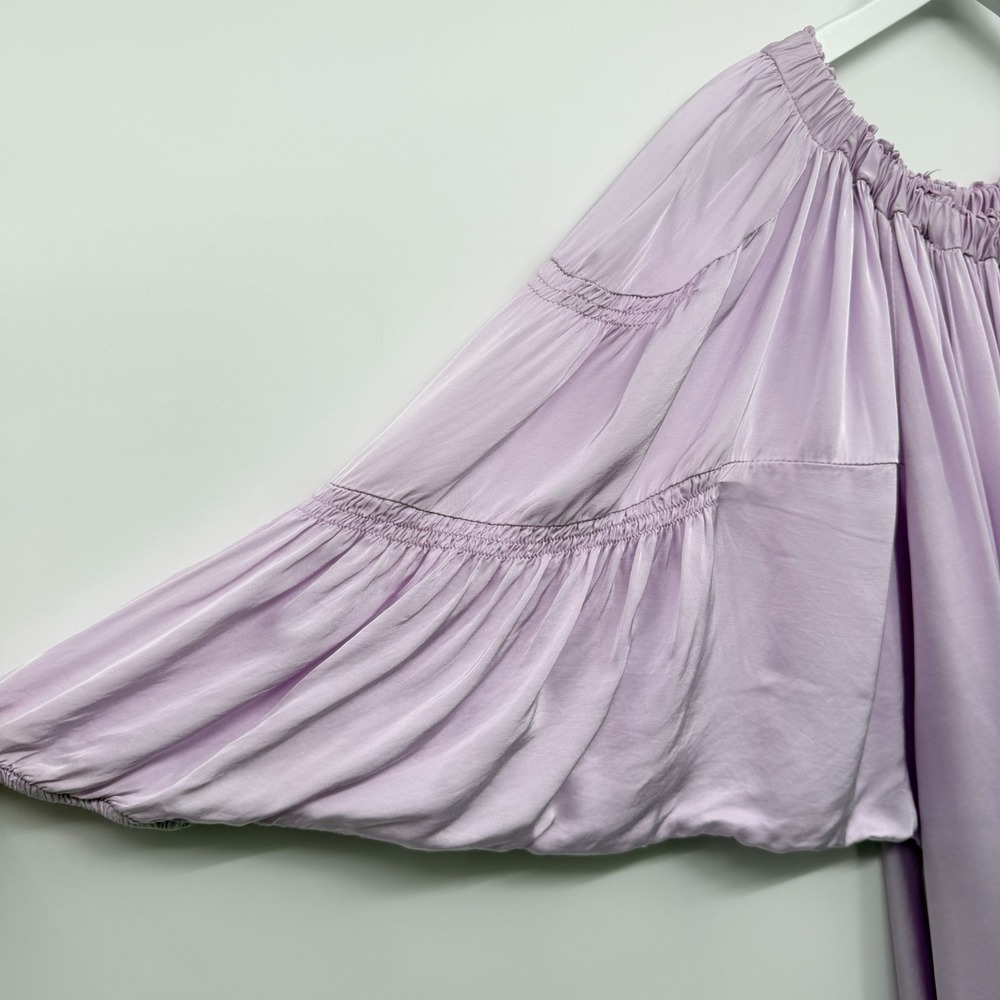 Sofia Made in Italy Top Shirt Blouse One Size Andy Off Shoulder Satin Coquette - Picture 9 of 14